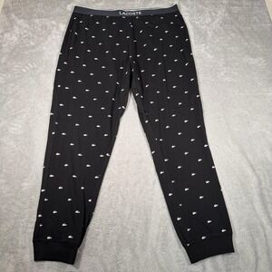 Lacoste Pajama Pants Mens 2XL‎ Black Croc Logo Jogger Lounge Sleep Cotton Modal
